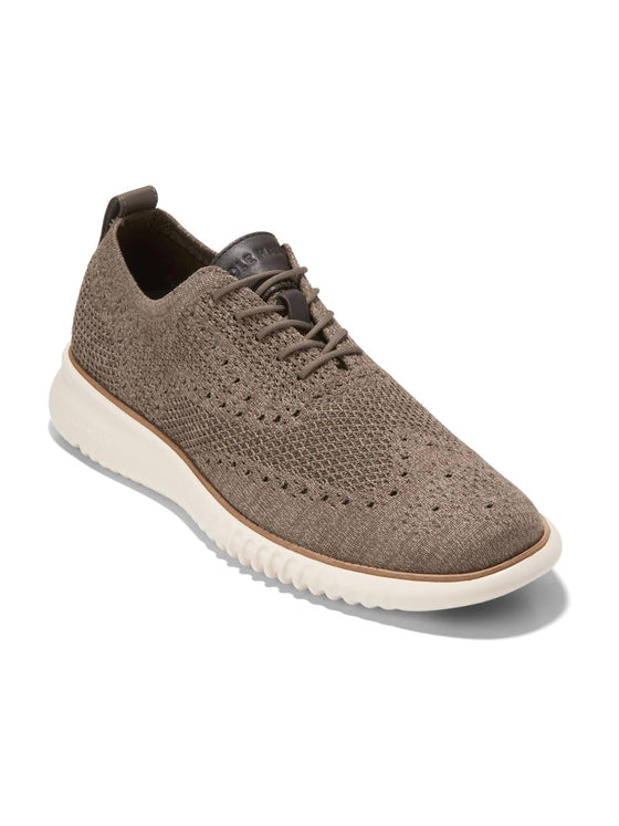 Cole Haan ZeroGrand Stitchlite Wingtip Oxford in Truffle/Ivory Knit shoe