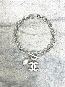  Winifred Design Small Silver Chain with White Chanel & Pearl Drop Bracelet