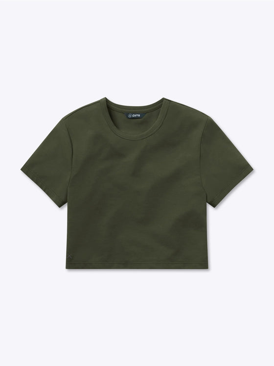 Cuts Almost Friday Cropped Tee in Forest