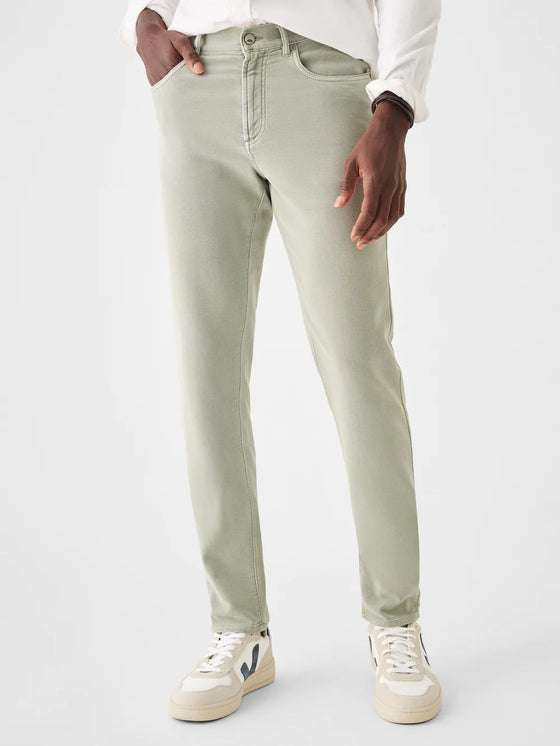Faherty Brand Stretch Terry 5-Pocket Pant in Faded Olive