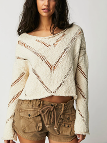  Free People's Hayley Sweater in Cream