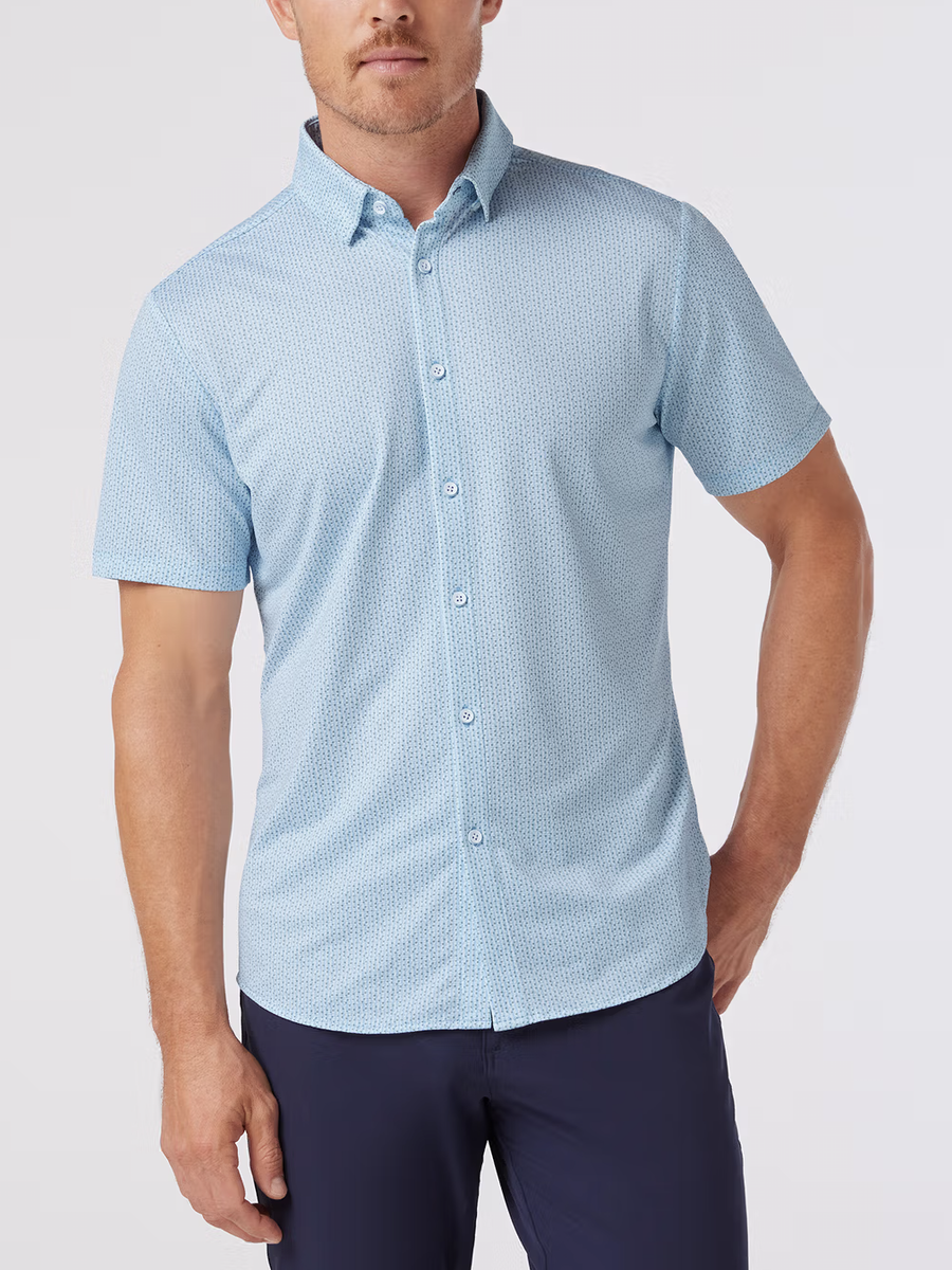 Mizzen+Main Halyard Short Sleeve Shirt in Light Blue Circle