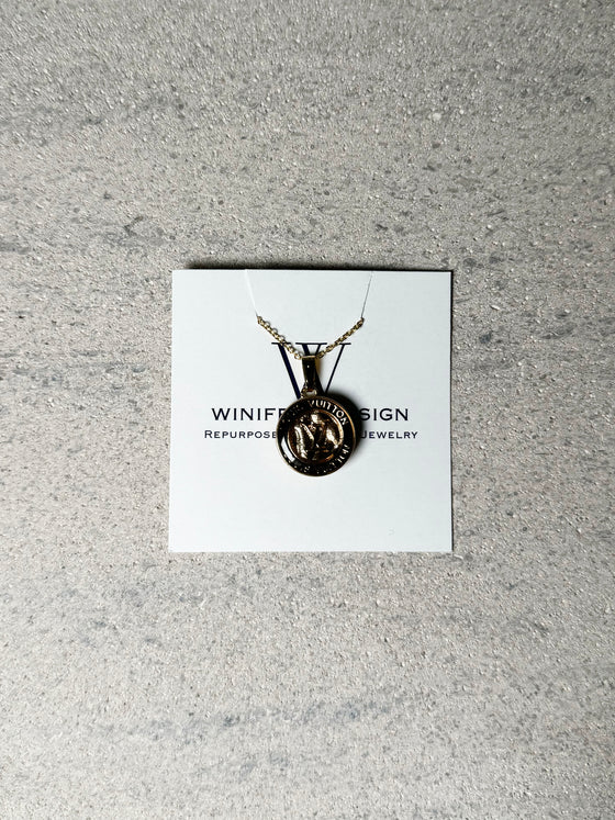 Winifred Design Dainty 14K Gold Filled Black/Gold LV Charm Necklace