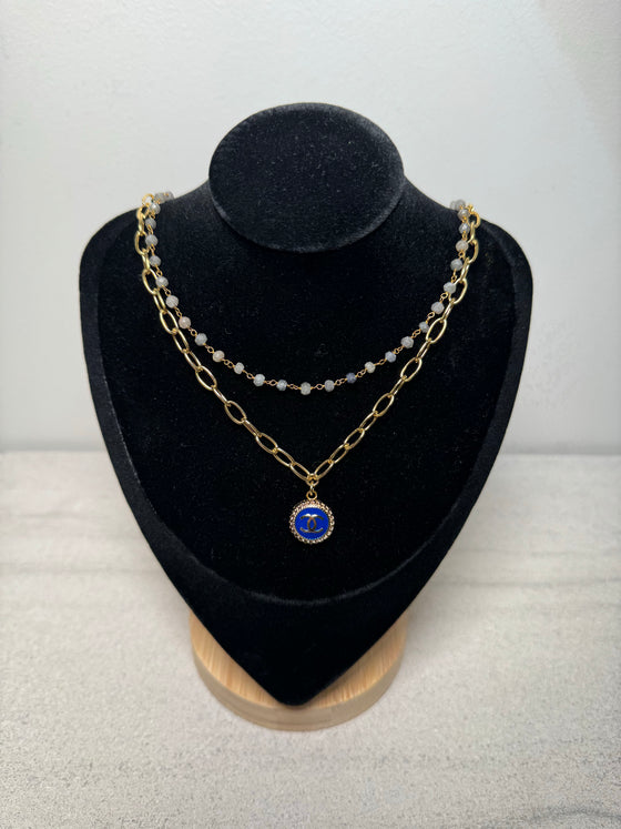Winifred Design Multi Chain Blue Louis Vuitton Pendant Necklace
