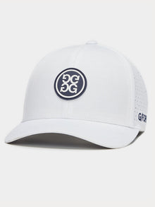 G/FORE Perforated Tipped Brim Ripstop Snapback Hat in Snow/Twilight
