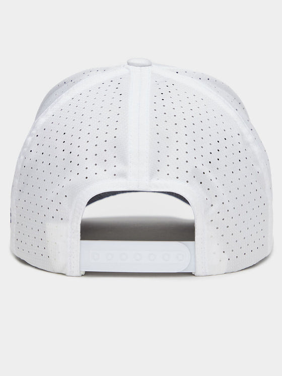 G/FORE Perforated Tipped Brim Ripstop Snapback Hat in Snow/Twilight