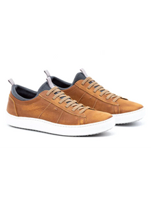  Cameron Hand Buffed Pebble Grain Leather Sneaker in Old Saddle from Martin Dingman