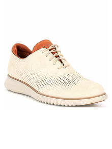  Cole Haan ZeroGrand Stitchlite Wingtip Oxford in Sesame-Suede-Silver