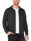 Liverpool Herringbone Button Up Shirt in Charcoal Grey/Black
