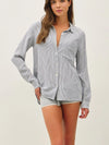 Be Cool Linen Blend Stripe Shirt in Denim 