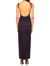 Susana Monaco Lowback Tank Slit Dress with Attached Bodysuit Lining in Midnight