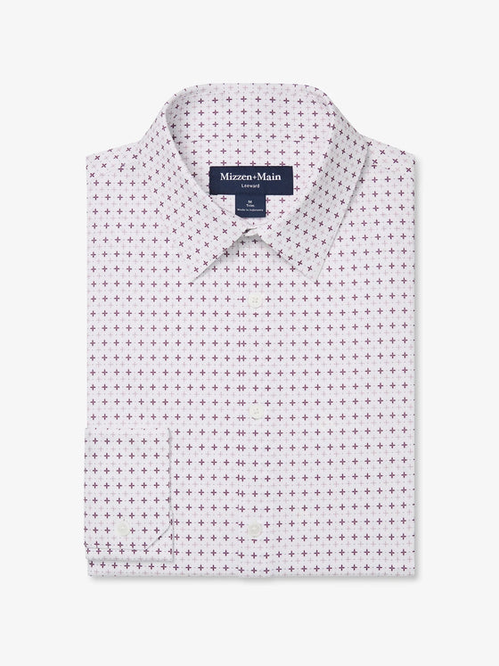 Leeward Dress Shirt in Eggplant Hatch Mark