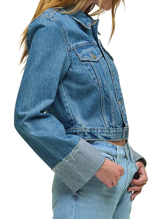 Hudson Jeans Cuffed Cropped Denim Jacket in Universal