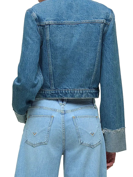 Hudson Jeans Cuffed Cropped Denim Jacket in Universal