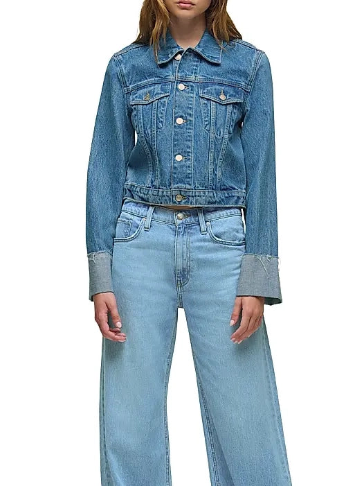 Hudson Jeans Cuffed Cropped Denim Jacket in Universal