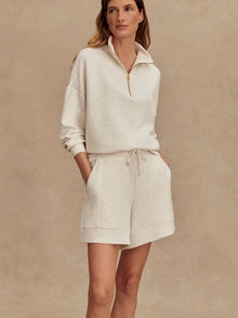  Varley Hawley Half Zip Sweat in Ivory Marl