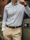 Leeward Long Sleeve Dress Shirt in White Hatch Mark