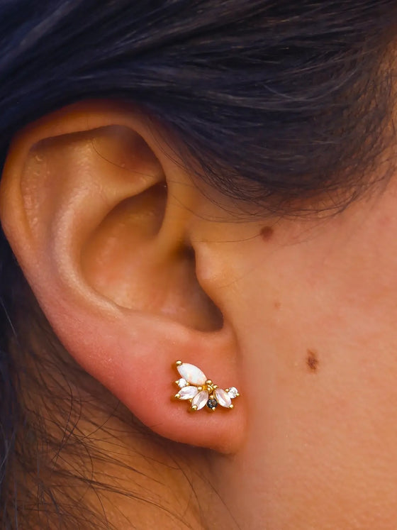 La Kaiser Opal & Diamond Butterfly Studs