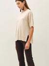 Be Cool Wool Blend Short Sleeve Sweater Top in Oatmeal