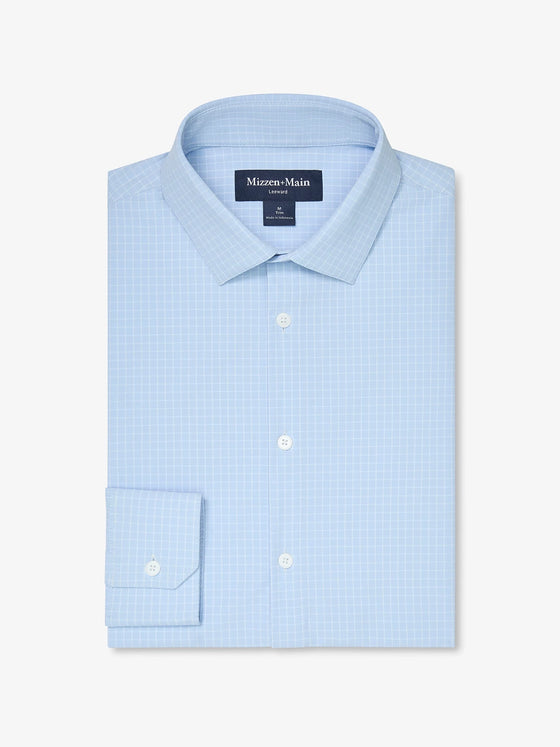 Leeward Dress Shirt in Cloud Blue Mini Grid