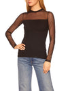 Susana Monaco Crew Neck Mesh Top in Black