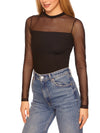 Susana Monaco Crew Neck Mesh Top in Black