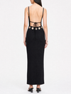 No Vacancy Ribbed Open-Back Grommet Maxi Dress in Black