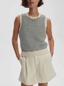 Varley Knowles Textured Knit Vest in Birch Multi Stitch