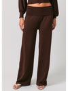 Le Lis Folded Waist Wide Leg Sweater Pants in Brown