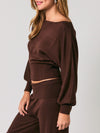 Le Lis Boat Neck Dolman Sleeve Sweater Top in Brown