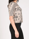 Beulah Style Abstract Paisley Printed Knit Top in Coffee