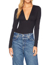 Susana Monaco Long Sleeve Open Front Top in Black