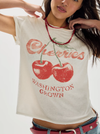 Free People's Nova Tee Graphic in Cherry Combo 