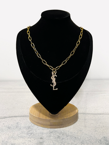  Small Gold 18" Paperclip with Gold YSL Necklace saint laurent