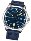 Stuhrling Aeronaut Japanese Quartz 43mm Aviator - Blue Dial and Strap