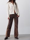 We The Free Tennessee Low-Rise Flocked Boyfriend Jeans in Lumber