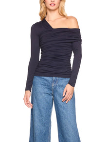  Susana Monaco One Arm Off The Shoulder Gathered Top in Midnight