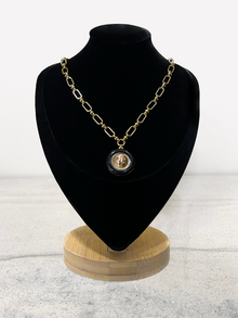  Winifred Design Small Gold 18" Chain w/ Black/Gold Center CC Necklace Chanel