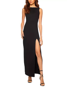  Susana Monaco Lowback Tank Slit Dress with Attached Bodysuit Lining in black