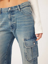 DL1961 Zoie Wide Leg Low Rise Relaxed Vintage in Aged Mid Cargo