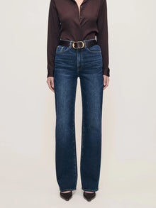 DL1961 Karmine Refined Wide Leg High Rise 33" Jeans in Dark Sea