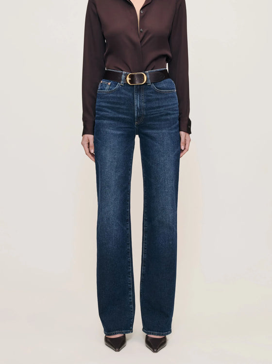 DL1961 Karmine Refined Wide Leg High Rise 33" Jeans in Dark Sea