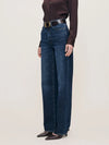 DL1961 Karmine Refined Wide Leg High Rise 33" Jeans in Dark Sea