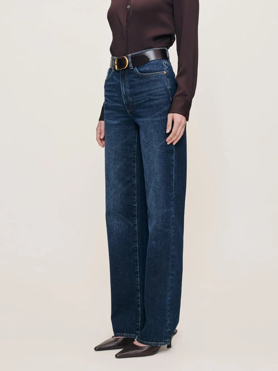DL1961 Karmine Refined Wide Leg High Rise 33" Jeans in Dark Sea