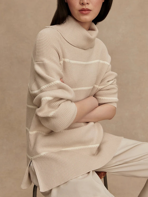Varley Hamish Stitch Knit Sweater in Silver Birch
