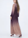 Beulah Style Gradient Pleated Beaded Wrap Maxi Dress in Purple
