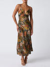 Lulus Carreta Midi Slip Dress in Green / Multicolor 