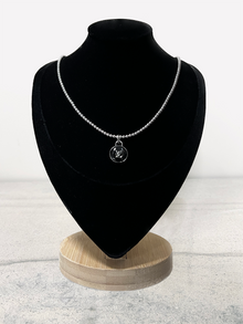  Winifred Design 3MM Sterling Silver Beaded 18" Necklace with Black/Silver LV Louis Vuitton