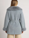 Plush Faux Fur Belted Wrap Coat