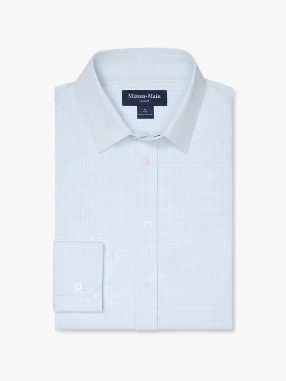 Leeward Formal Dress Shirt in Cloud Blue Johnny Grid